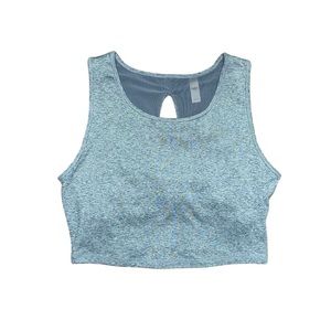 Hyba Longline Sports Bra Women's‎ Size Medium Cyan Grey Heather Crop Top Workout